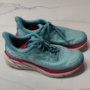 Hoka Teal and Red Women's Athletic Shoes